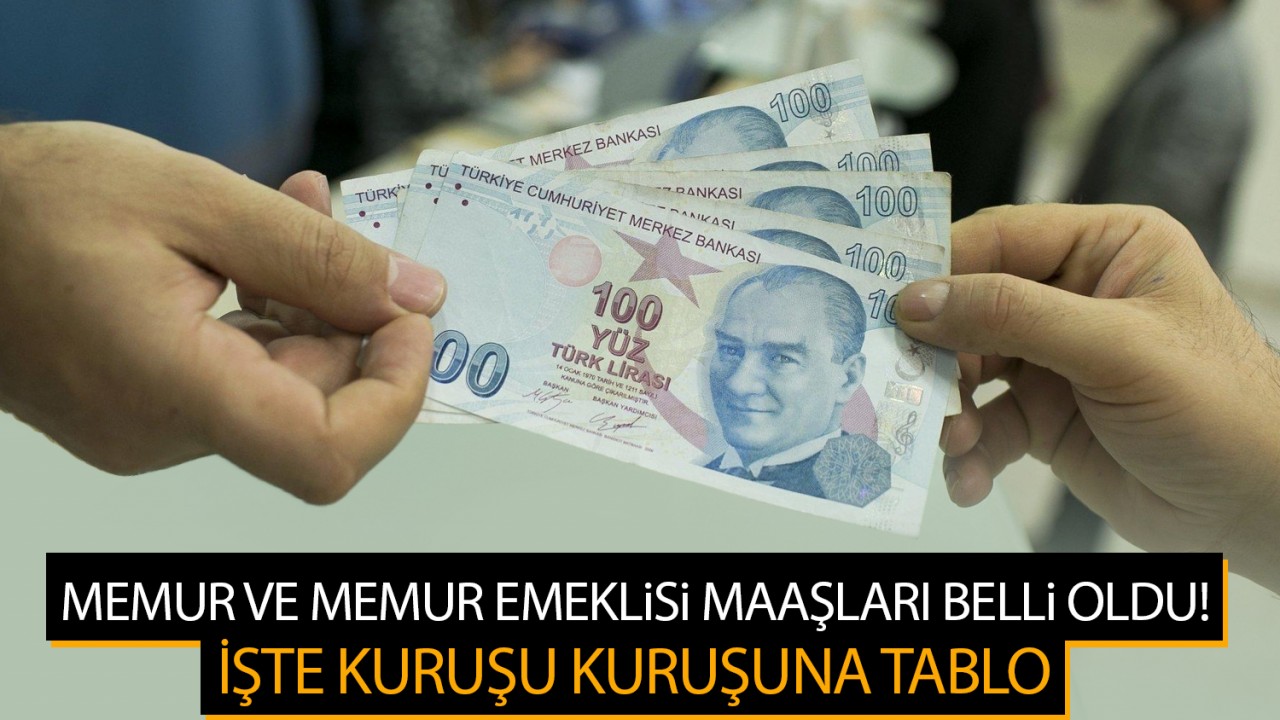 Memur ve memur emeklisi maaşları belli oldu! İşte kuruşu kuruşuna tablo